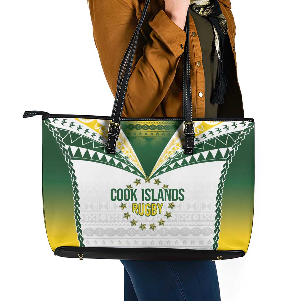 Cook Islands Rugby Leather Tote Bag Kuki's Aitu Champions LT7 - Polynesian Pride