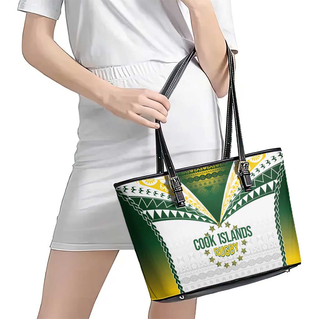 Cook Islands Rugby Leather Tote Bag Kuki's Aitu Champions LT7 - Polynesian Pride