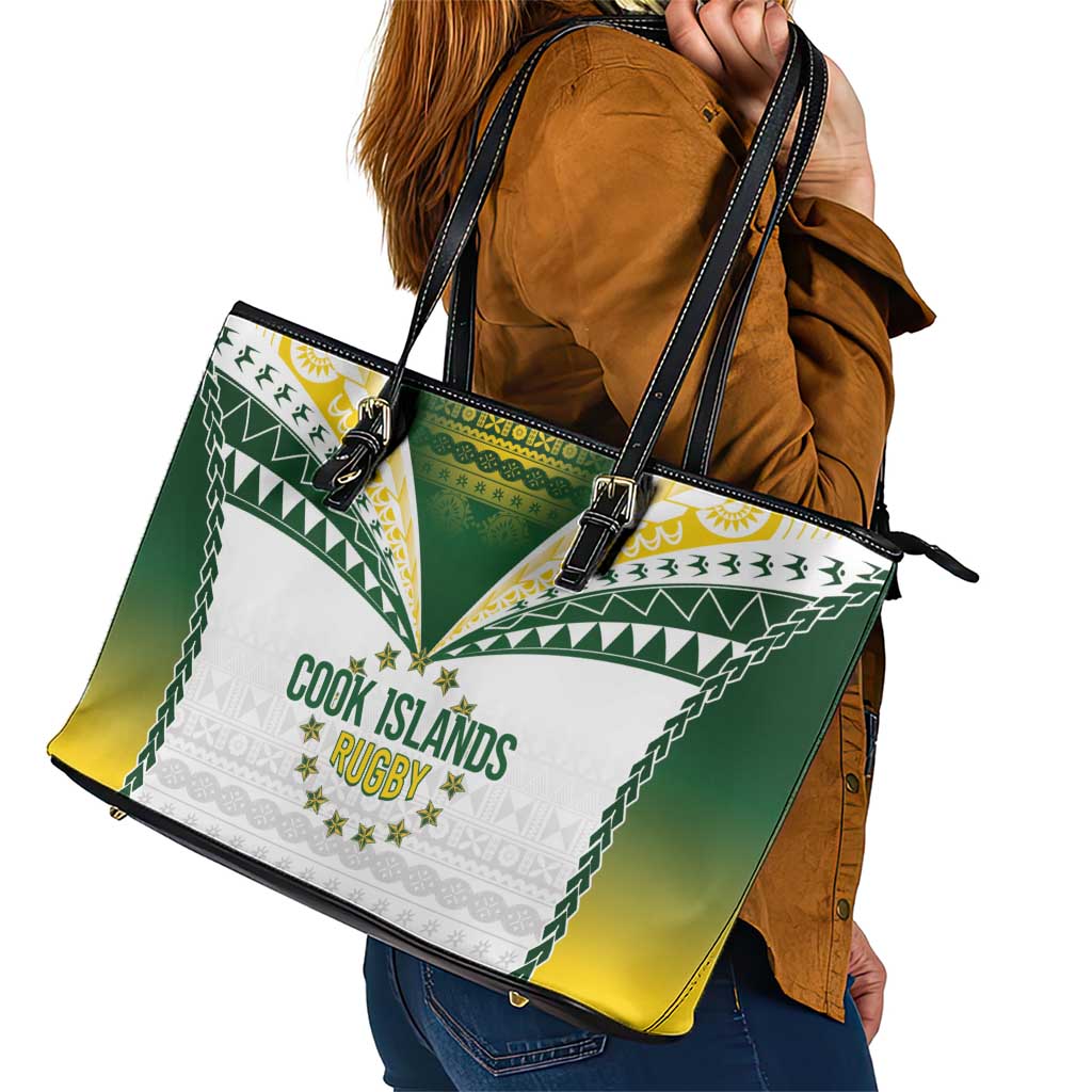 Cook Islands Rugby Leather Tote Bag Kuki's Aitu Champions LT7 - Polynesian Pride