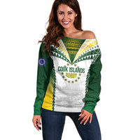 Cook Islands Rugby Custom Off Shoulder Sweater Kuki's Aitu Champions LT7 Women Colorful - Polynesian Pride