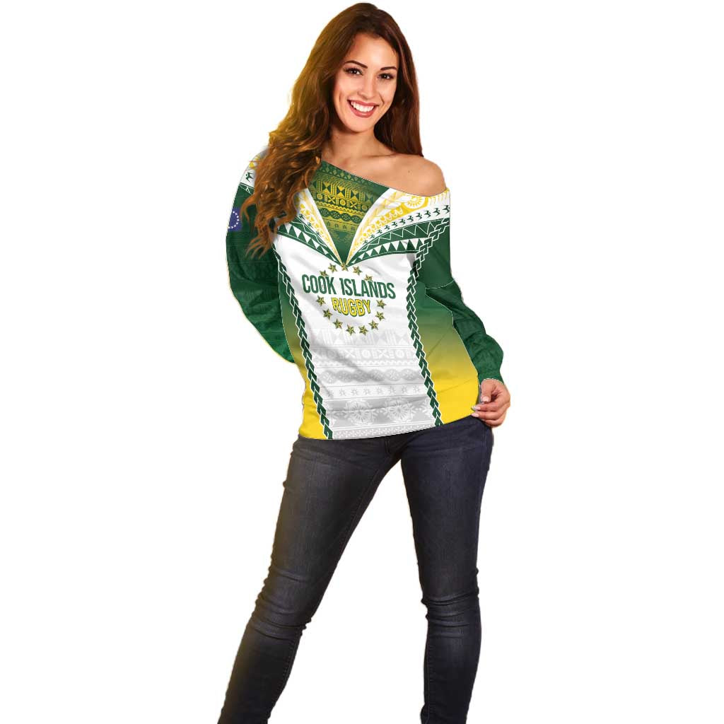 Cook Islands Rugby Custom Off Shoulder Sweater Kuki's Aitu Champions LT7 - Polynesian Pride