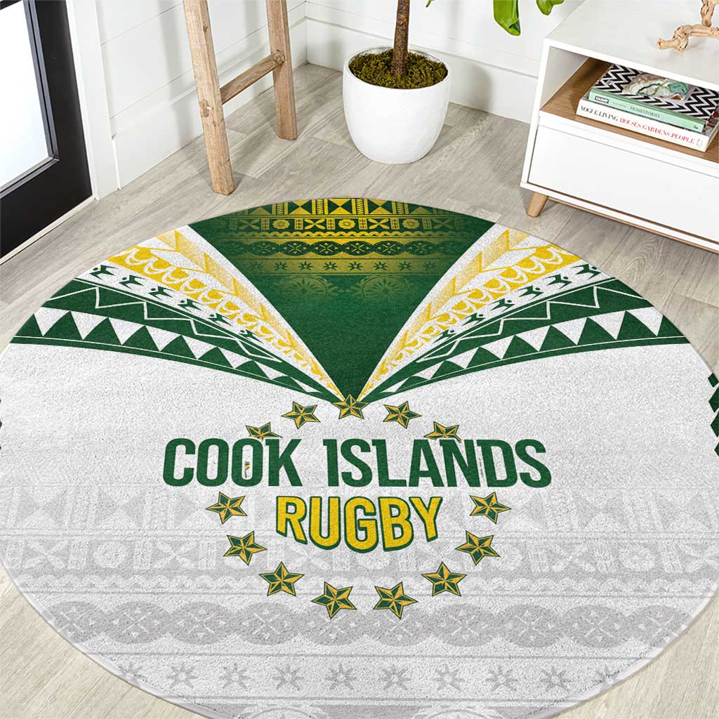 Cook Islands Rugby Round Carpet Kuki's Aitu Champions LT7 Colorful - Polynesian Pride