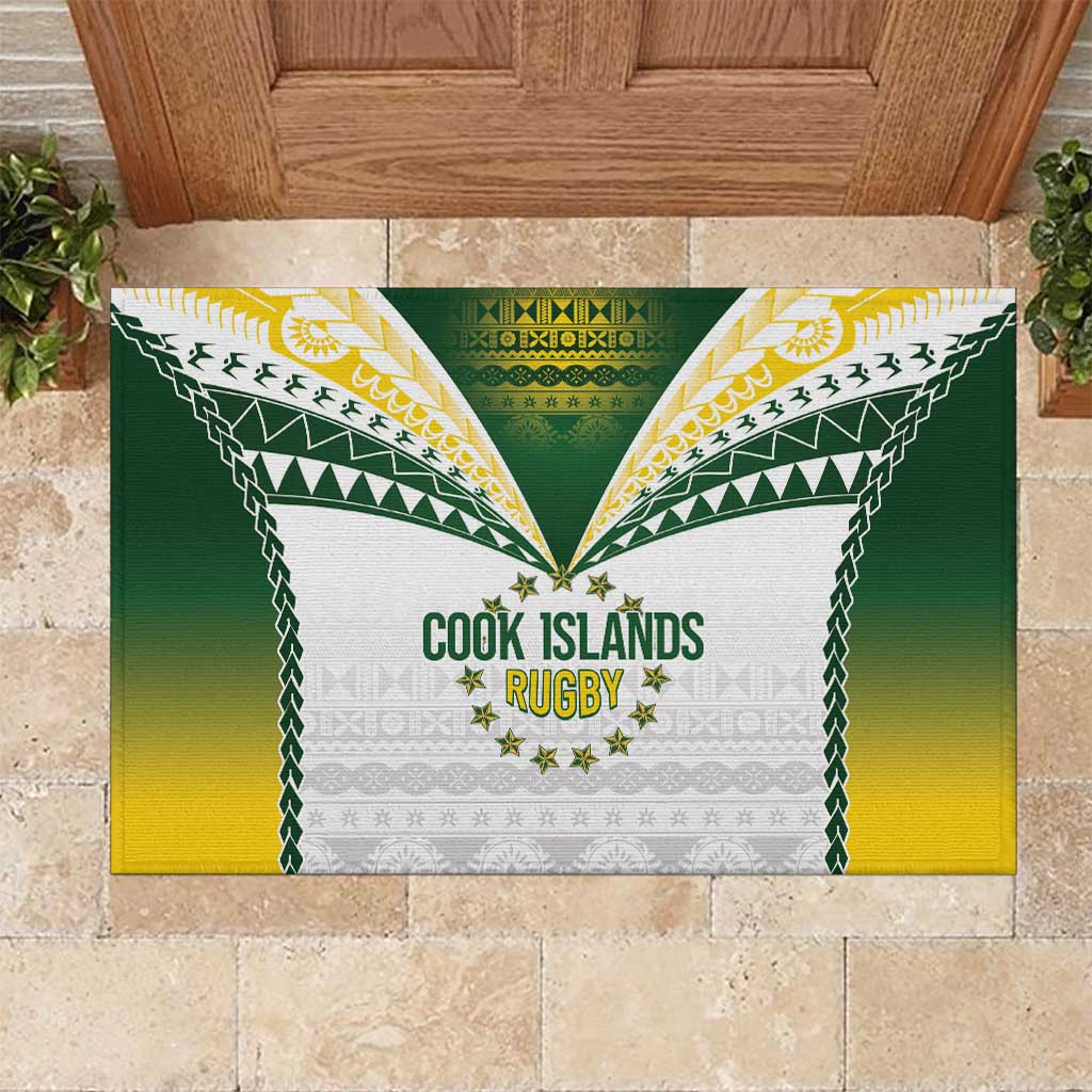 Cook Islands Rugby Rubber Doormat Kuki's Aitu Champions LT7 Colorful - Polynesian Pride