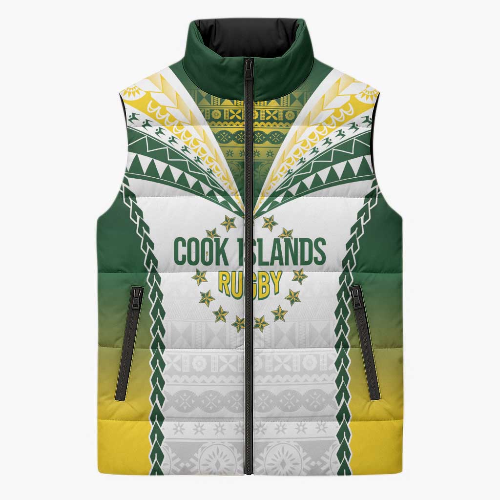 Cook Islands Rugby Custom Sleeveless Puffer Jacket Kuki's Aitu Champions LT7 Unisex Colorful - Polynesian Pride