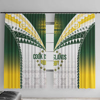 Cook Islands Rugby Window Curtain Kuki's Aitu Champions LT7 With Hooks Colorful - Polynesian Pride