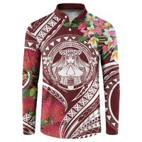 Aloha Hawaii Big Island Button Sweatshirt Ohia Lehua Wahine LT7 Red - Polynesian Pride