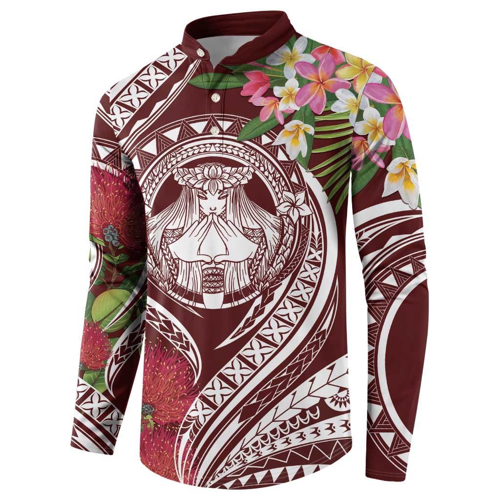Aloha Hawaii Big Island Button Sweatshirt Ohia Lehua Wahine LT7 - Polynesian Pride
