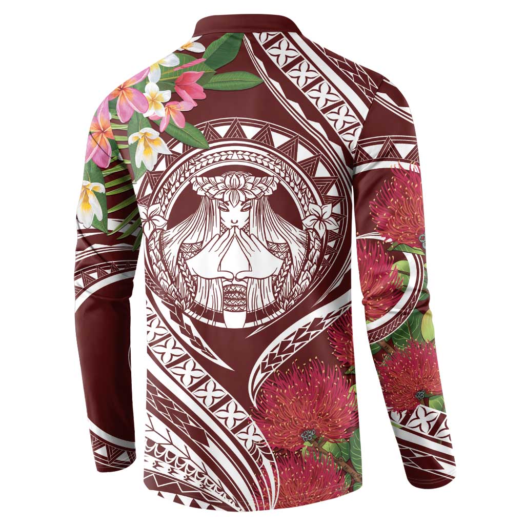 Aloha Hawaii Big Island Button Sweatshirt Ohia Lehua Wahine LT7 - Polynesian Pride