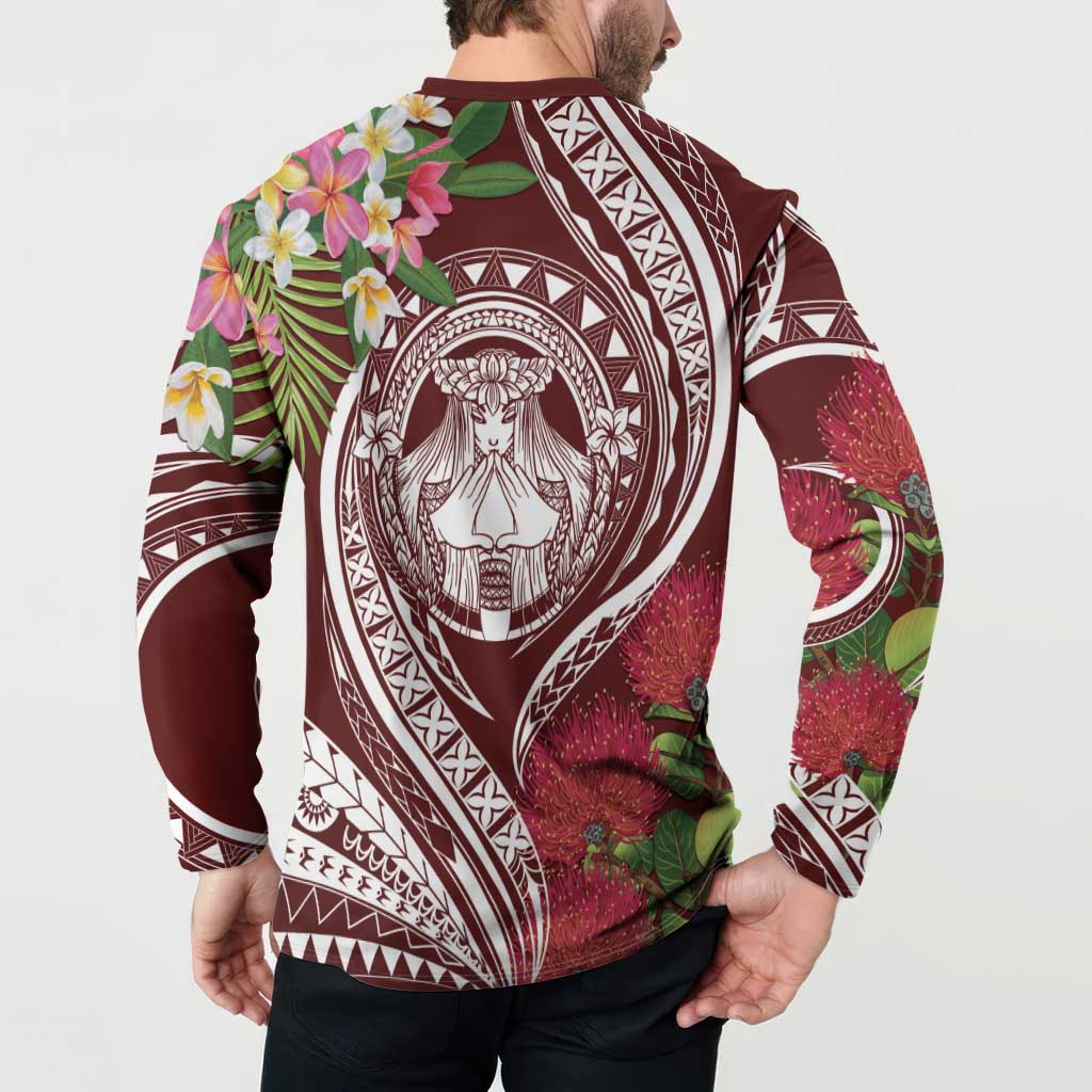 Aloha Hawaii Big Island Button Sweatshirt Ohia Lehua Wahine LT7 - Polynesian Pride