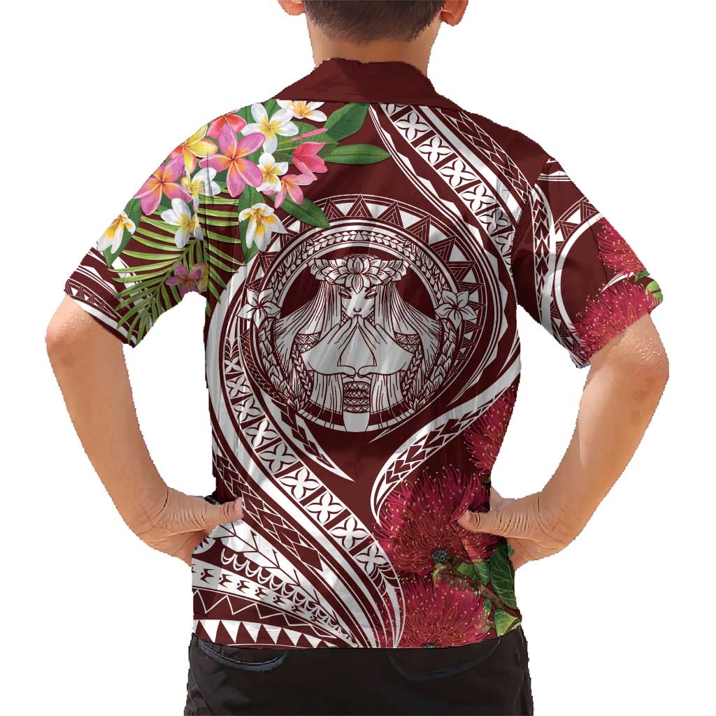Aloha Hawaii Big Island Kid Hawaiian Shirt Ohia Lehua Wahine LT7 - Polynesian Pride