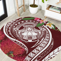Aloha Hawaii Big Island Round Carpet Ohia Lehua Wahine LT7 Red - Polynesian Pride