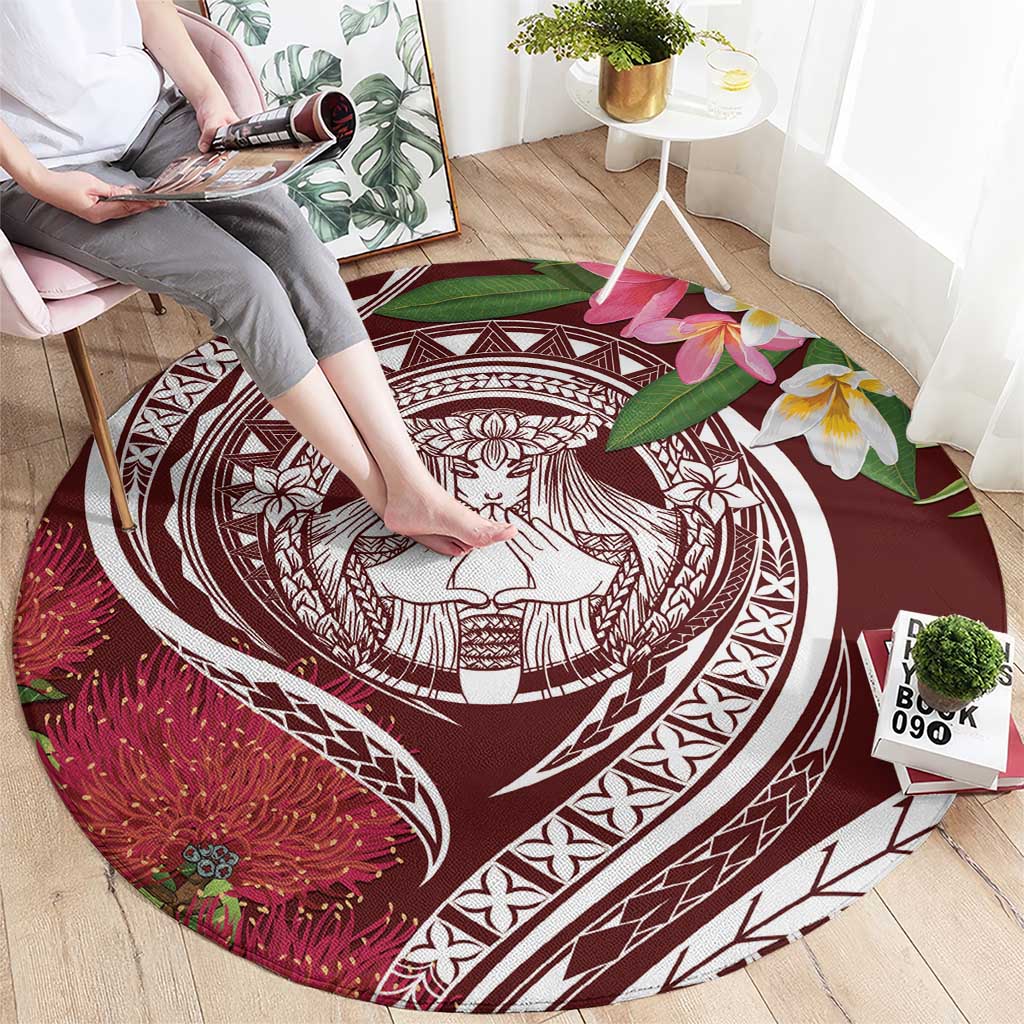 Aloha Hawaii Big Island Round Carpet Ohia Lehua Wahine LT7 - Polynesian Pride