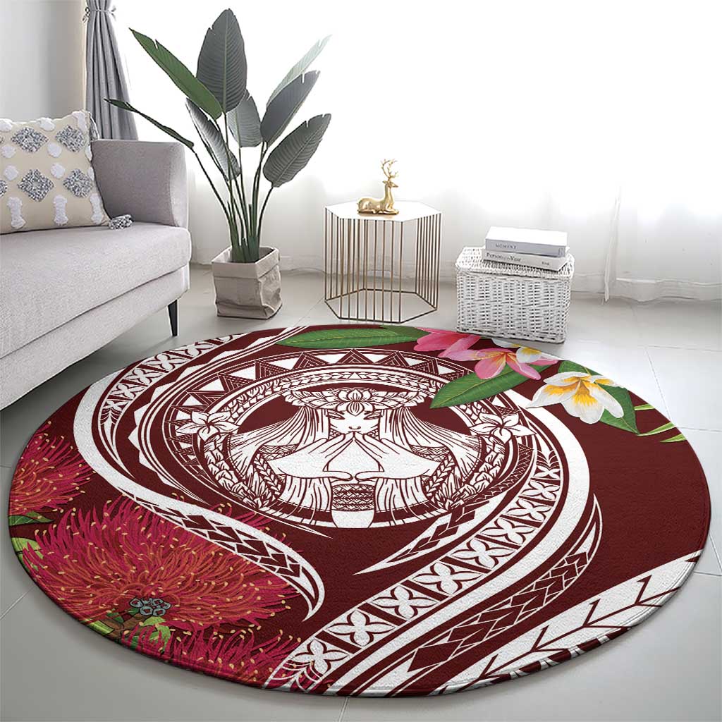 Aloha Hawaii Big Island Round Carpet Ohia Lehua Wahine LT7 - Polynesian Pride