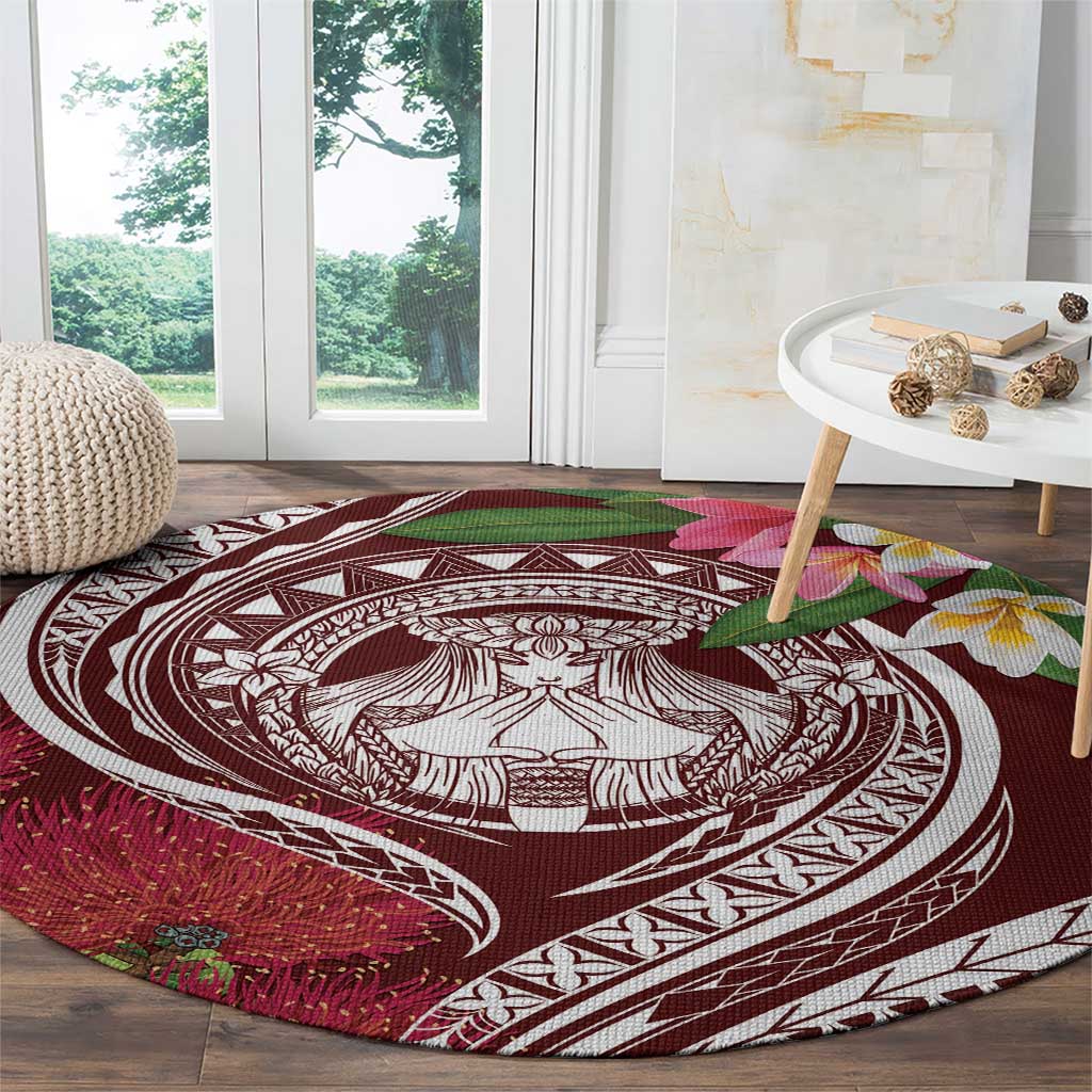Aloha Hawaii Big Island Round Carpet Ohia Lehua Wahine LT7 - Polynesian Pride
