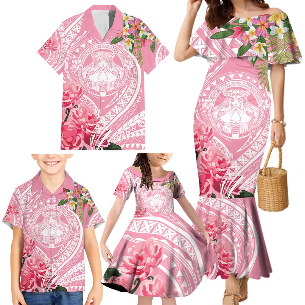 Aloha Hawaii Maui Family Matching Mermaid Dress and Hawaiian Shirt Goddess Lokelani Rose