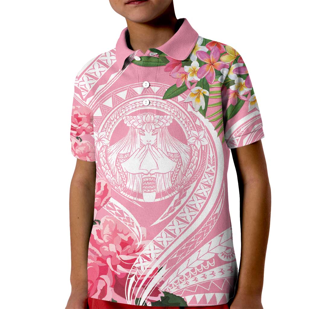 Aloha Hawaii Maui Kid Polo Shirt Goddess Lokelani Rose LT7 Kid Pink - Polynesian Pride