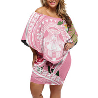 Aloha Hawaii Maui Off Shoulder Short Dress Goddess Lokelani Rose LT7 Women Pink - Polynesian Pride