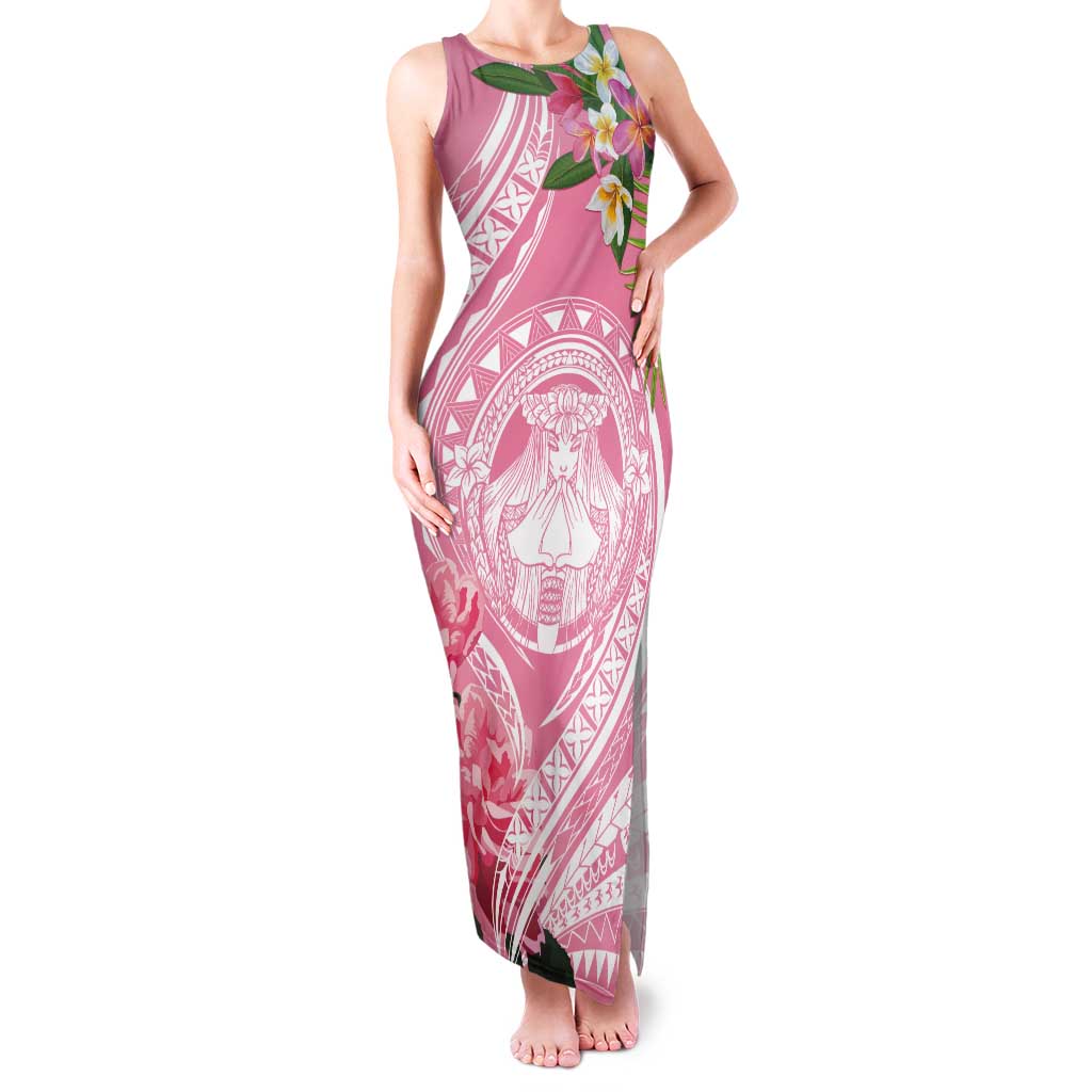 Aloha Hawaii Maui Tank Maxi Dress Goddess Lokelani Rose LT7 Women Pink - Polynesian Pride
