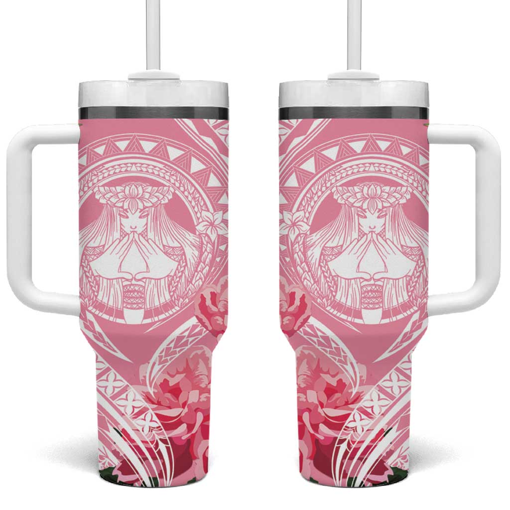 Aloha Hawaii Maui Tumbler With Handle Goddess Lokelani Rose LT7 One Size: 40 oz Pink - Polynesian Pride