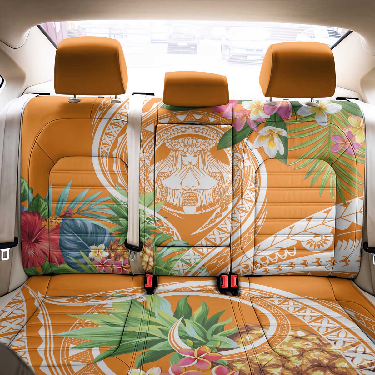 Aloha Hawaii Lanai Back Car Seat Cover Frangipani Mix Pineapple LT7 - Polynesian Pride