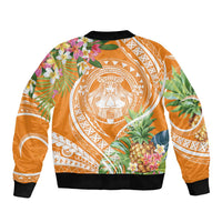 Aloha Hawaii Lanai Bomber Jacket Frangipani Mix Pineapple LT7 - Polynesian Pride