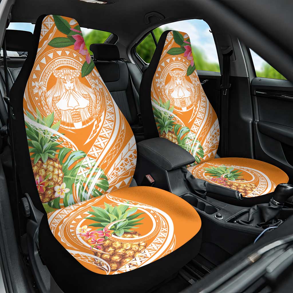 Aloha Hawaii Lanai Car Seat Cover Frangipani Mix Pineapple LT7 One Size Orange - Polynesian Pride