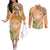 Aloha Hawaii Lanai Couples Matching Off The Shoulder Long Sleeve Dress and Long Sleeve Button Shirt Frangipani Mix Pineapple