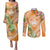 Aloha Hawaii Lanai Couples Matching Puletasi and Long Sleeve Button Shirt Frangipani Mix Pineapple