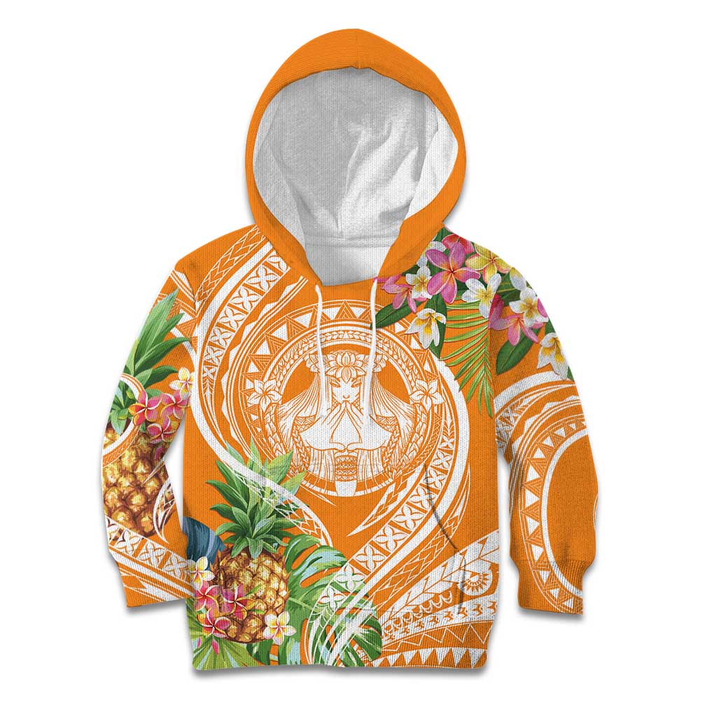 Aloha Hawaii Lanai Kid Hoodie Frangipani Mix Pineapple LT7 Hoodie Orange - Polynesian Pride