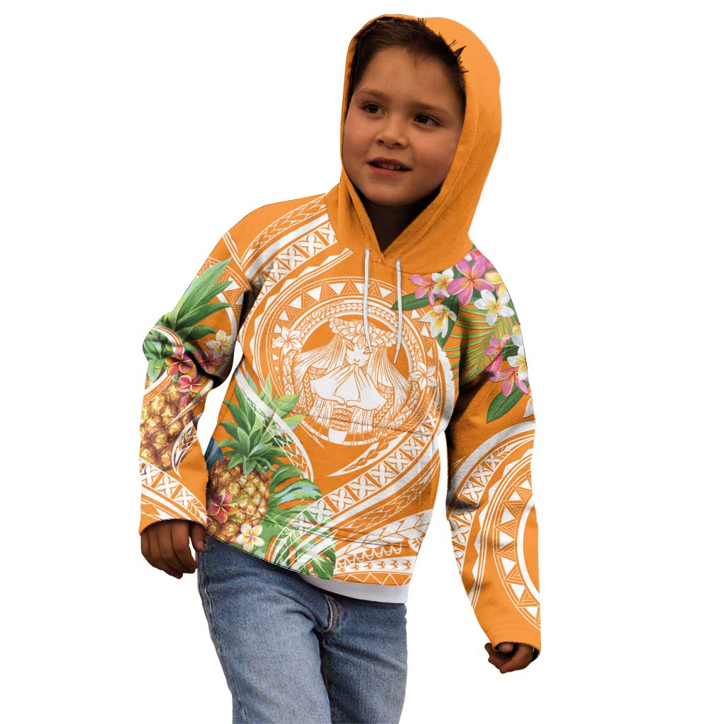 Aloha Hawaii Lanai Kid Hoodie Frangipani Mix Pineapple LT7 - Polynesian Pride