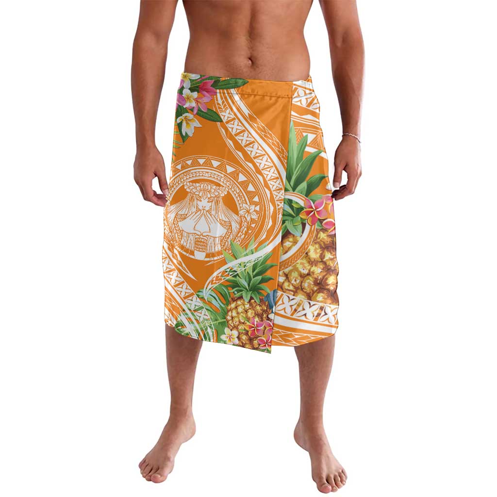 Aloha Hawaii Lanai Lavalava Frangipani Mix Pineapple LT7 Orange - Polynesian Pride