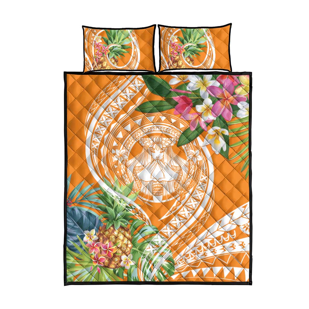 Aloha Hawaii Lanai Quilt Bed Set Frangipani Mix Pineapple LT7 - Polynesian Pride