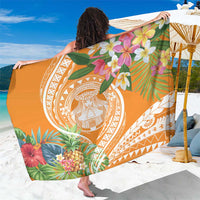 Aloha Hawaii Lanai Sarong Frangipani Mix Pineapple LT7 One Size 44 x 66 inches Orange - Polynesian Pride