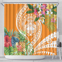 Aloha Hawaii Lanai Shower Curtain Frangipani Mix Pineapple LT7 - Polynesian Pride