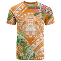 Aloha Hawaii Lanai T Shirt Frangipani Mix Pineapple LT7 Orange - Polynesian Pride