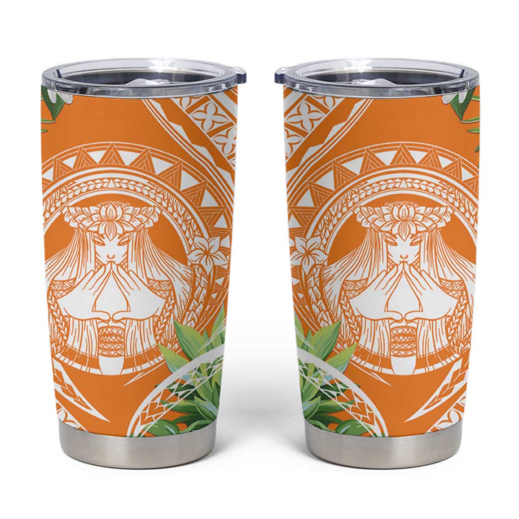Aloha Hawaii Lanai Tumbler Cup Frangipani Mix Pineapple LT7 Orange - Polynesian Pride
