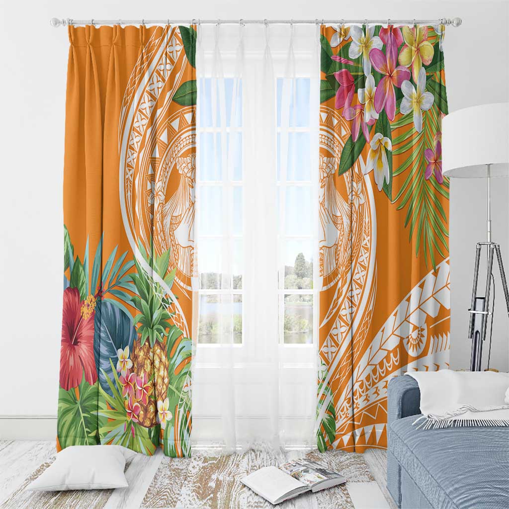 Aloha Hawaii Lanai Window Curtain Frangipani Mix Pineapple LT7 - Polynesian Pride