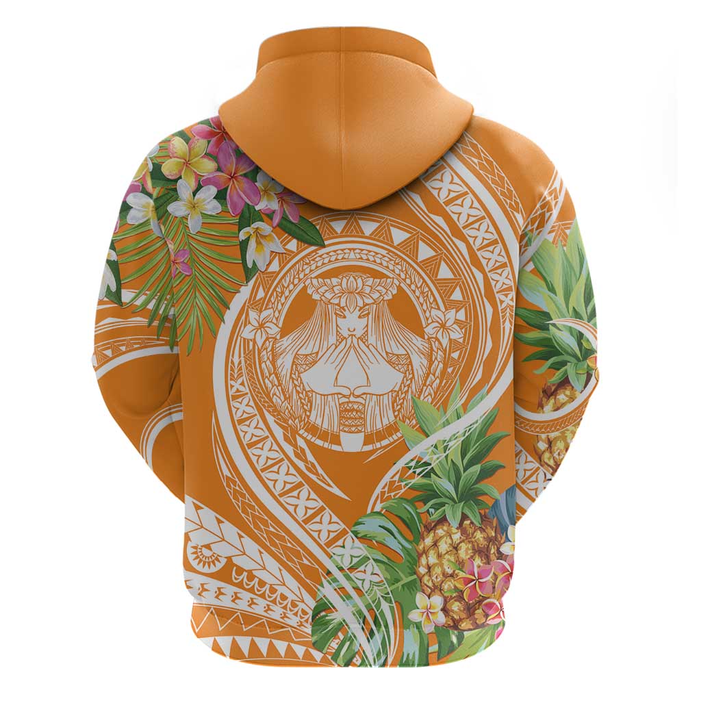 Aloha Hawaii Lanai Zip Hoodie Frangipani Mix Pineapple LT7 - Polynesian Pride