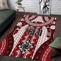 Bula Fiji Vintage Area Rug Scarlet Masi Motifs LT7 Scarlet - Polynesian Pride