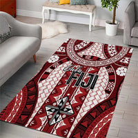 Bula Fiji Vintage Area Rug Scarlet Masi Motifs LT7 - Polynesian Pride