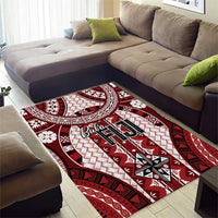 Bula Fiji Vintage Area Rug Scarlet Masi Motifs LT7 - Polynesian Pride