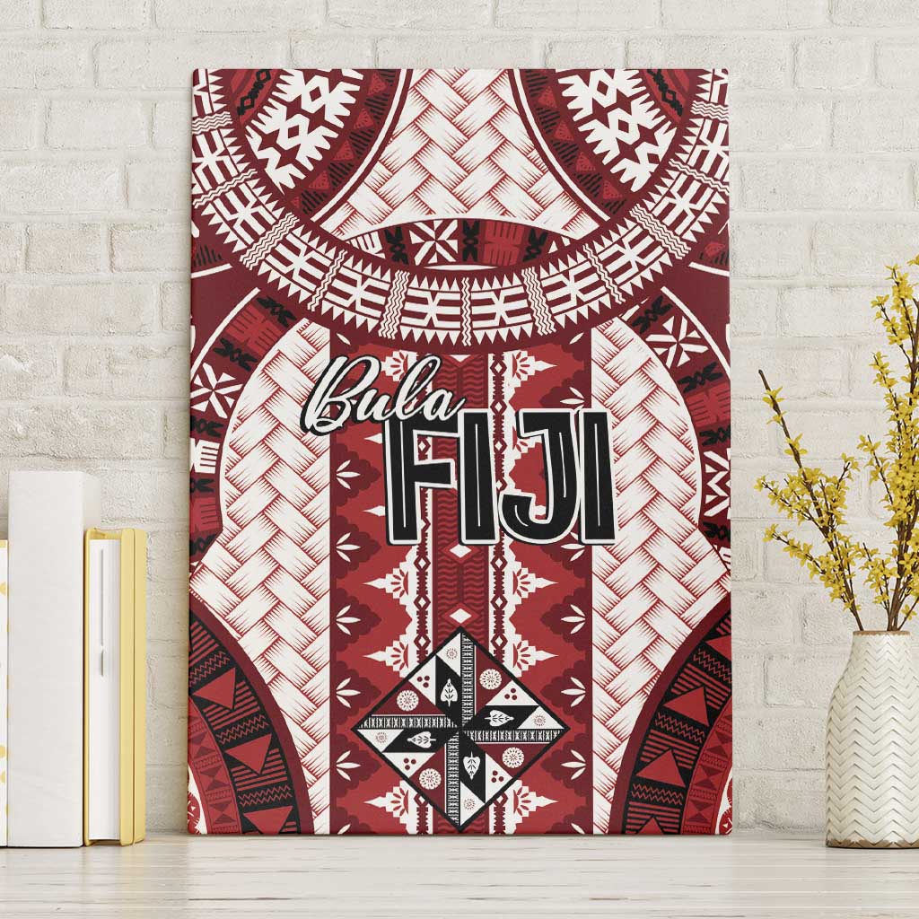 Bula Fiji Vintage Canvas Wall Art Scarlet Masi Motifs LT7 Without Frame Scarlet - Polynesian Pride