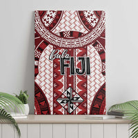 Bula Fiji Vintage Canvas Wall Art Scarlet Masi Motifs LT7 - Polynesian Pride