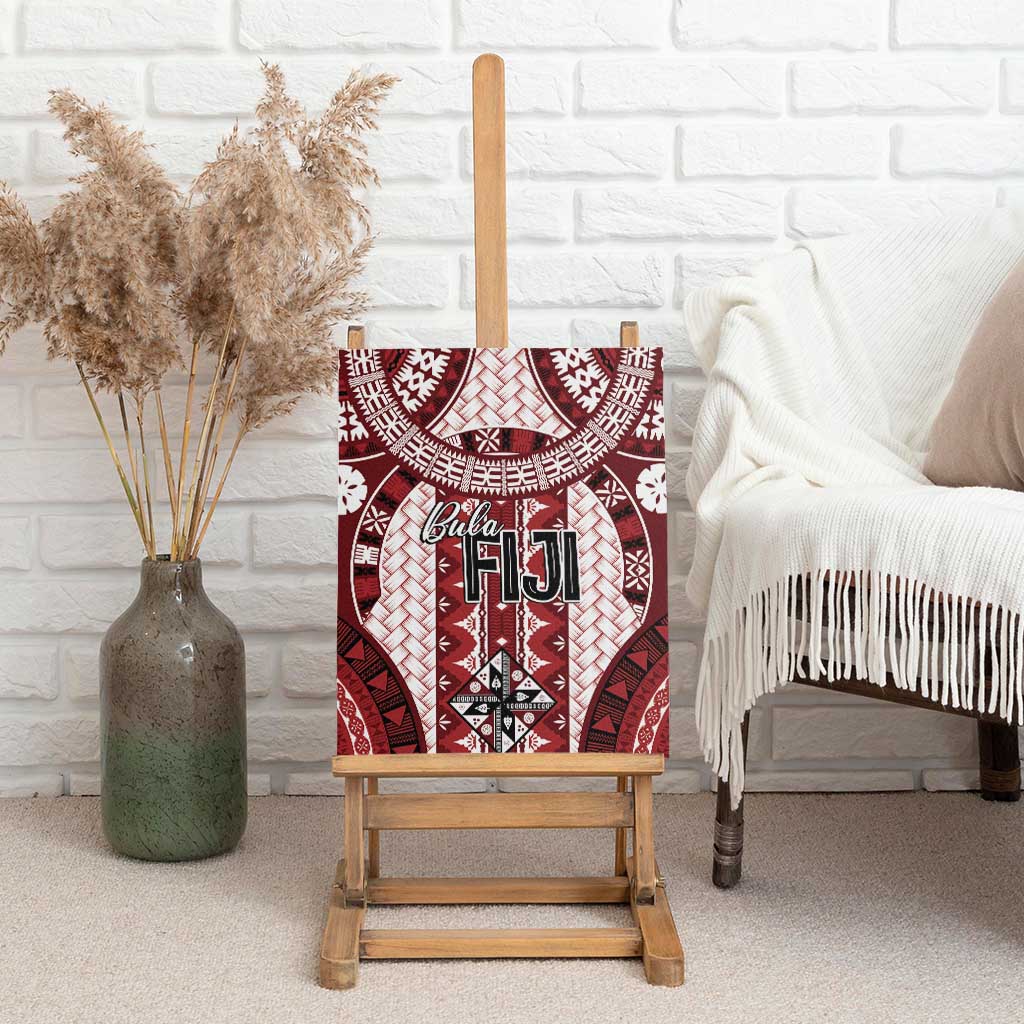 Bula Fiji Vintage Canvas Wall Art Scarlet Masi Motifs LT7 - Polynesian Pride