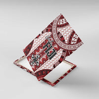 Bula Fiji Vintage Canvas Wall Art Scarlet Masi Motifs LT7 With Frame Scarlet - Polynesian Pride