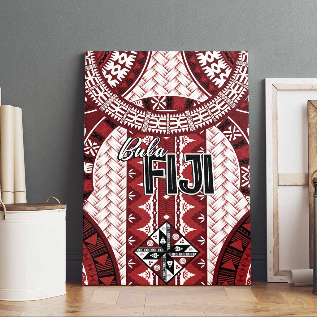 Bula Fiji Vintage Canvas Wall Art Scarlet Masi Motifs LT7 - Polynesian Pride