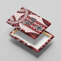 Bula Fiji Vintage Canvas Wall Art Scarlet Masi Motifs LT7 - Polynesian Pride