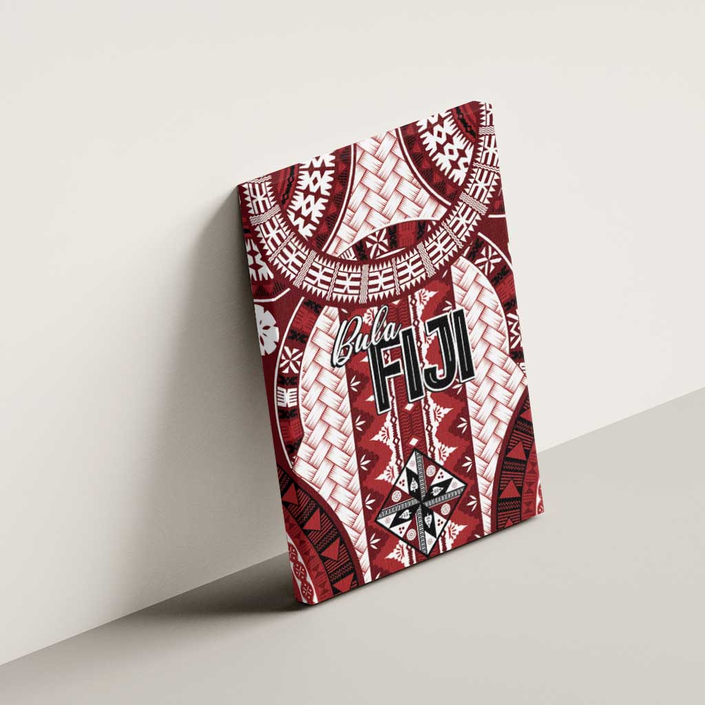 Bula Fiji Vintage Canvas Wall Art Scarlet Masi Motifs LT7 - Polynesian Pride