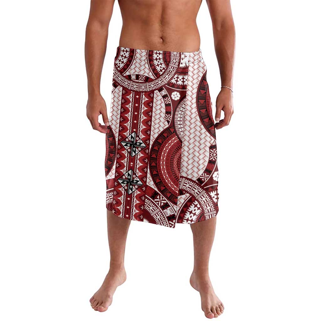 Bula Fiji Vintage Lavalava Scarlet Masi Motifs LT7 Scarlet - Polynesian Pride