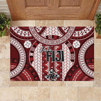 Bula Fiji Vintage Rubber Doormat Scarlet Masi Motifs LT7 Scarlet - Polynesian Pride